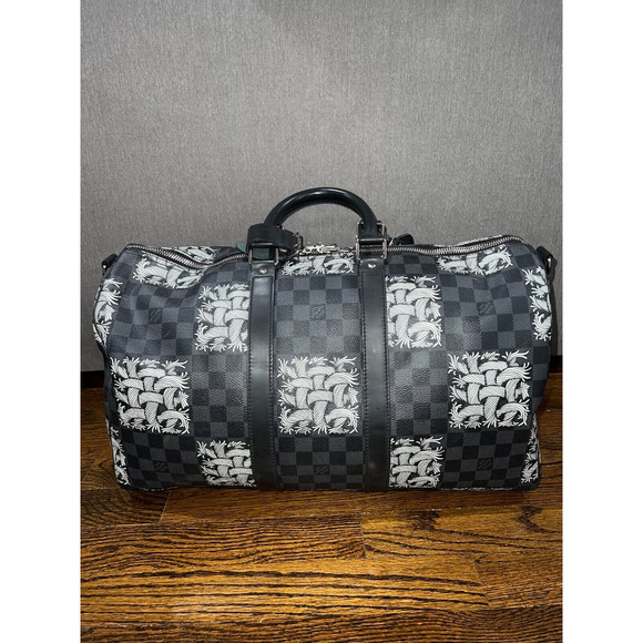 Louis Vuitton Keepall Bandouliere 45 Damier Nemeth White Rope Weekend Travel Bag - Picture 6 of 9